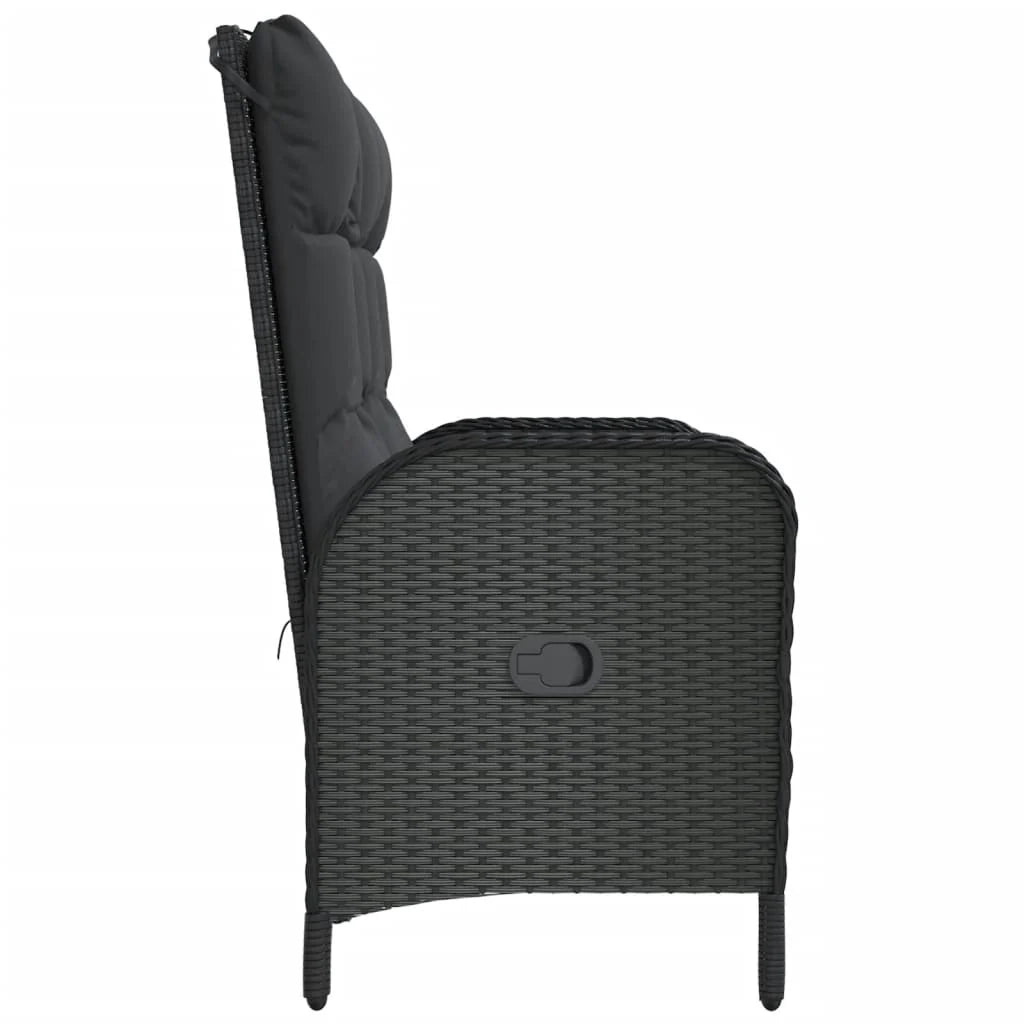 Panca da giardino mobili da esterno per patio panca reclinabile da terrazza con cuscini 107 x 62,5 x 109 cm polyrattan nero 02_0011736