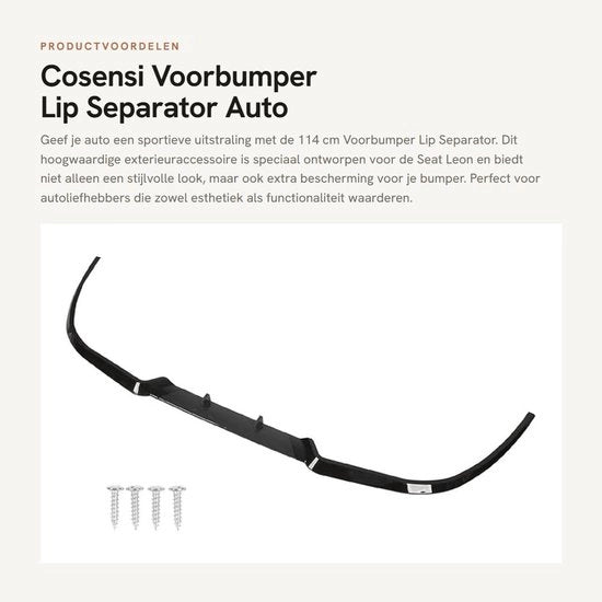 Vervanging del Bumper anteriore 114 cm - Protezione frontale shockassorbente - Sostituzione per Seat Leon/A3/A4/A6/Civic/Corolla - Materiale ABS - Accessorio esterno per auto - Bumper anteriore protettivo