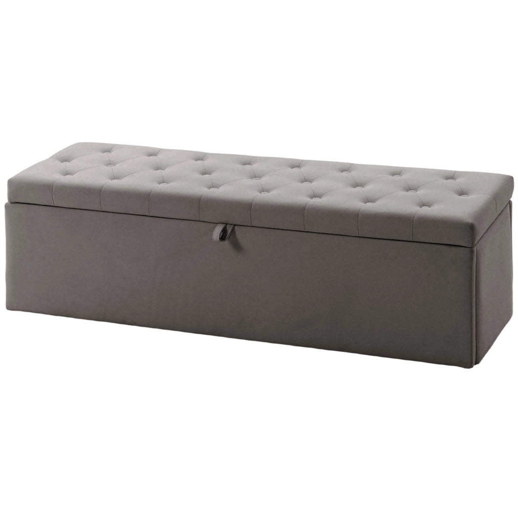 Cassapanca in Velluto con Seduta Imbottita ¨C Zephmum ¨C Grigio