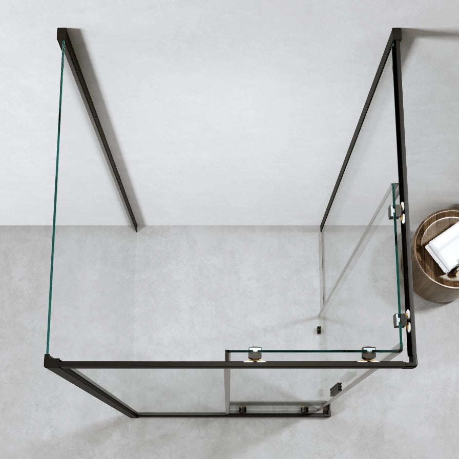 Box Doccia 3 Lati 80x80x80 Cm Scorrevole h190 Profili Nero Opaco Cristallo 6mm Trasparente| Neat