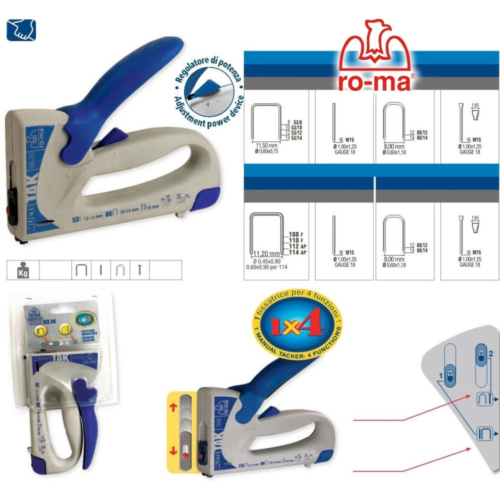 Trade Shop - Fissatrice Chiodatrice Romeo Maestri Roma Multi Tak 5314 Per 4 Funzioni Prof -