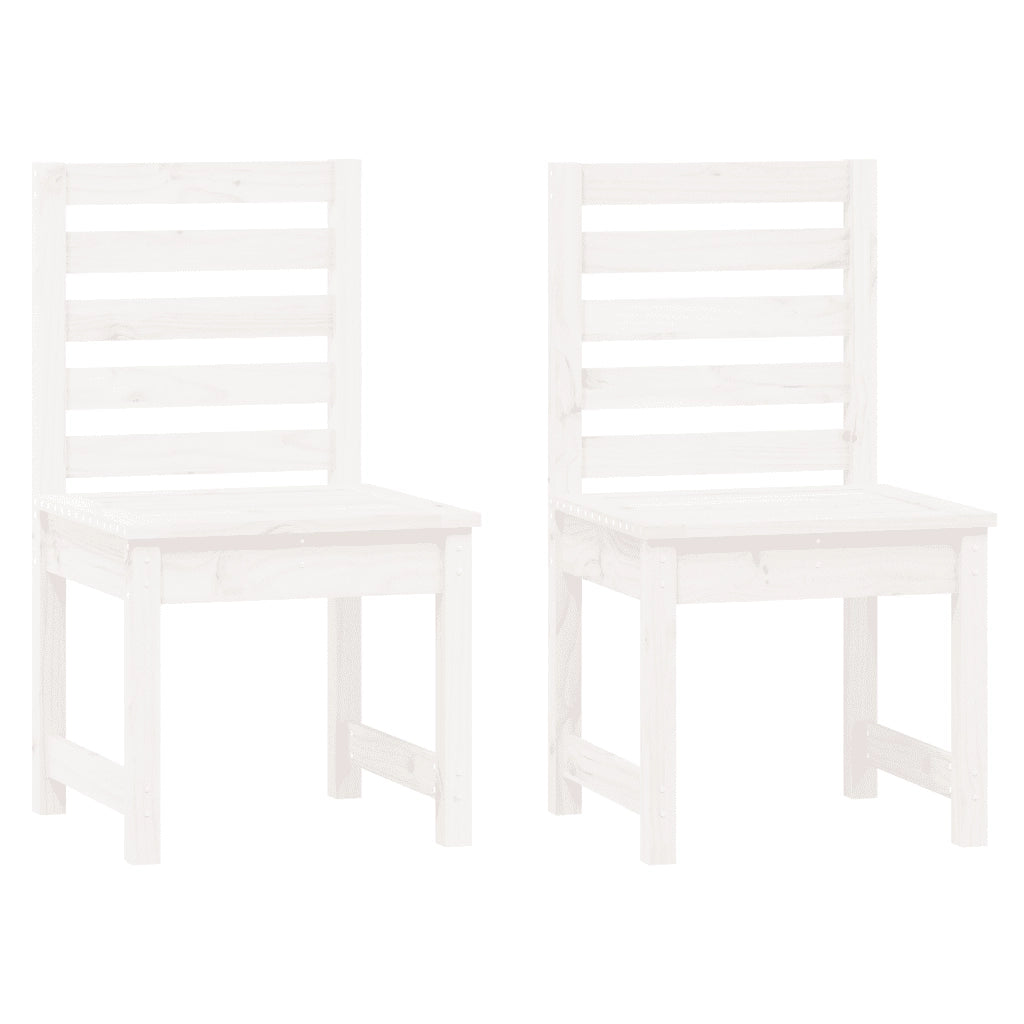 Sedie da Giardino 2pz Bianche 50x48x91,5 Legno Massello di Pino