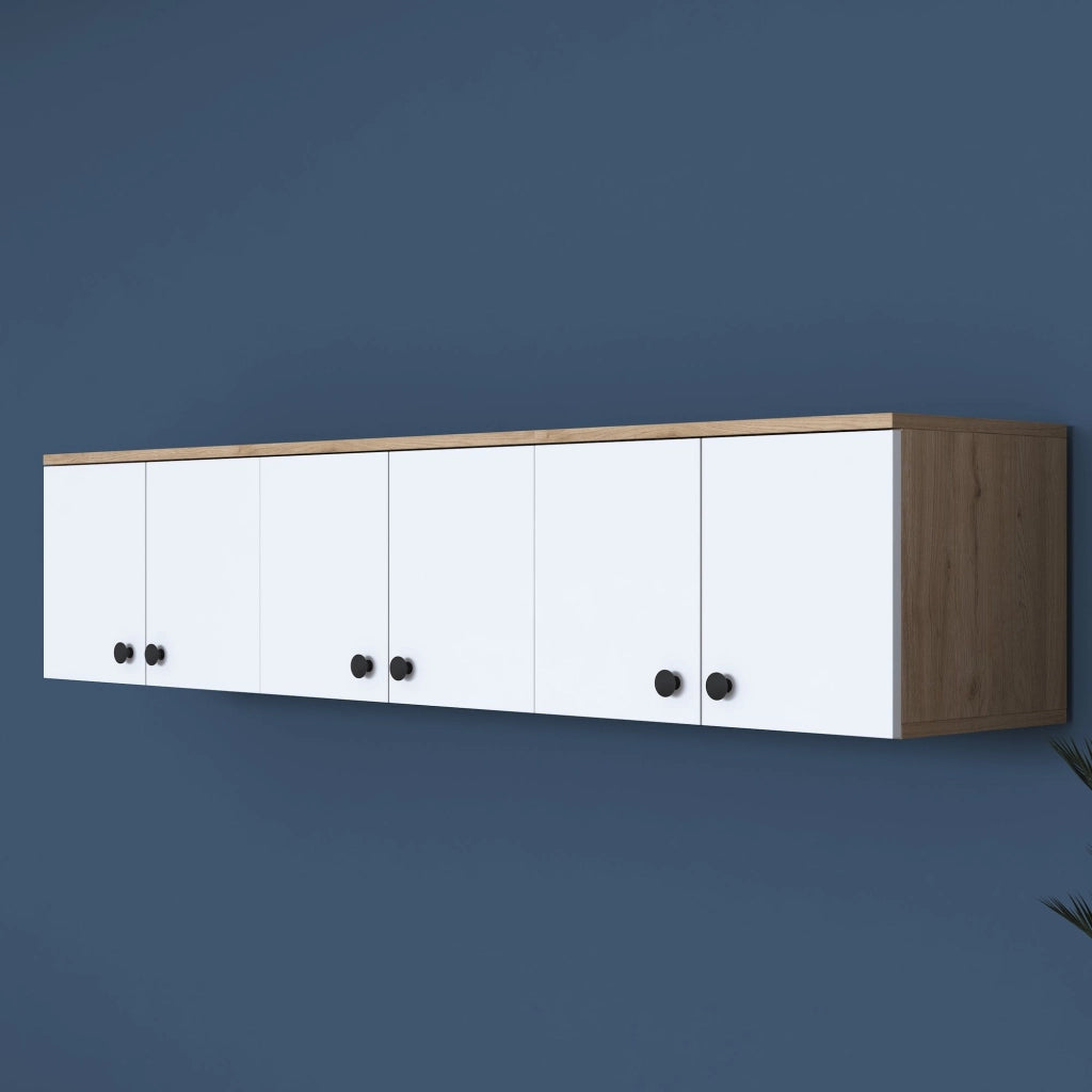 Jelsi, Mobile Pensile 6 Ante, 180x44h cm Marrone Rovere