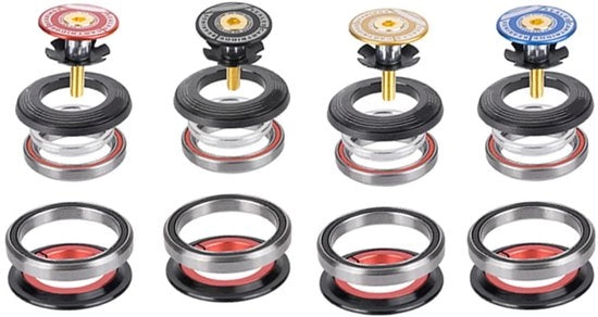 Set di sterzo per bicicletta 1 1/8 - Vite per forcella - Leggero e resistente - 42 mm e 52 mm - Ideale per biciclette - Adatto a diverse tipologie di biciclette