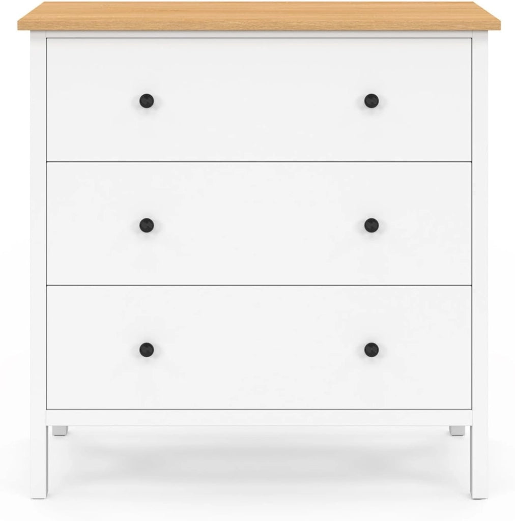 ACHILLE Cassettone a 3 cassetti 80 cm piano in legno bianco
