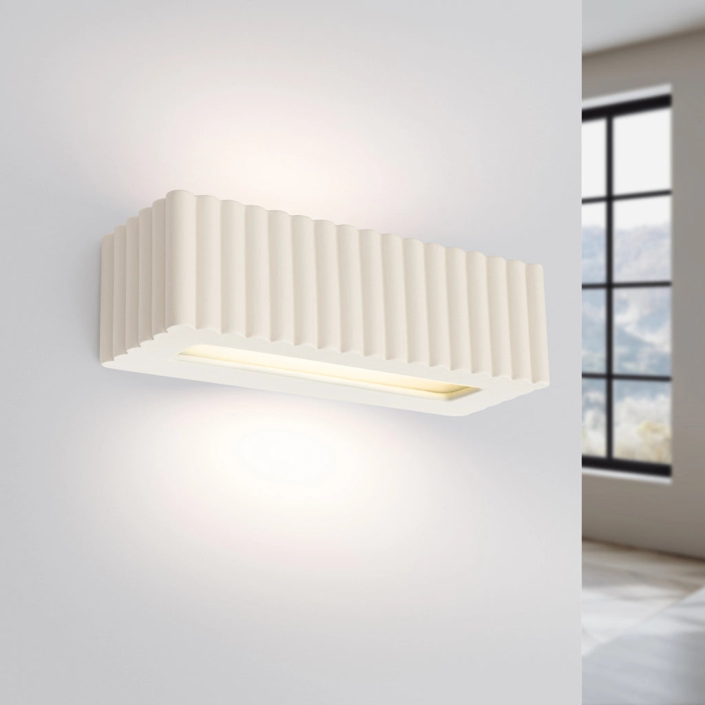 Applique ceramica beige rettangolare su/giù E27 SULKIO