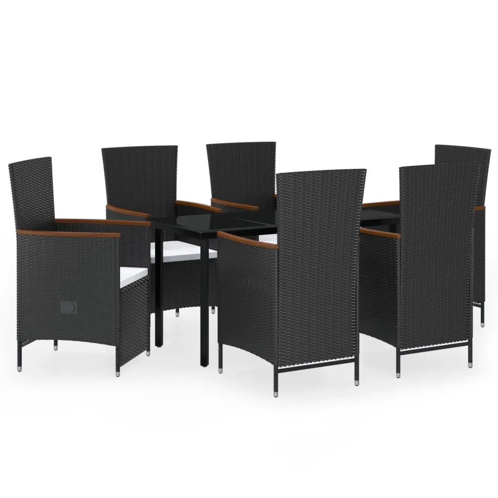 Set da Pranzo da Giardino 7 pz con Cuscini Nero 3099461