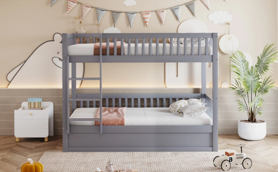 Letto a castello con sistema di stoccaggio idraulico legno grigio 90x200 cm