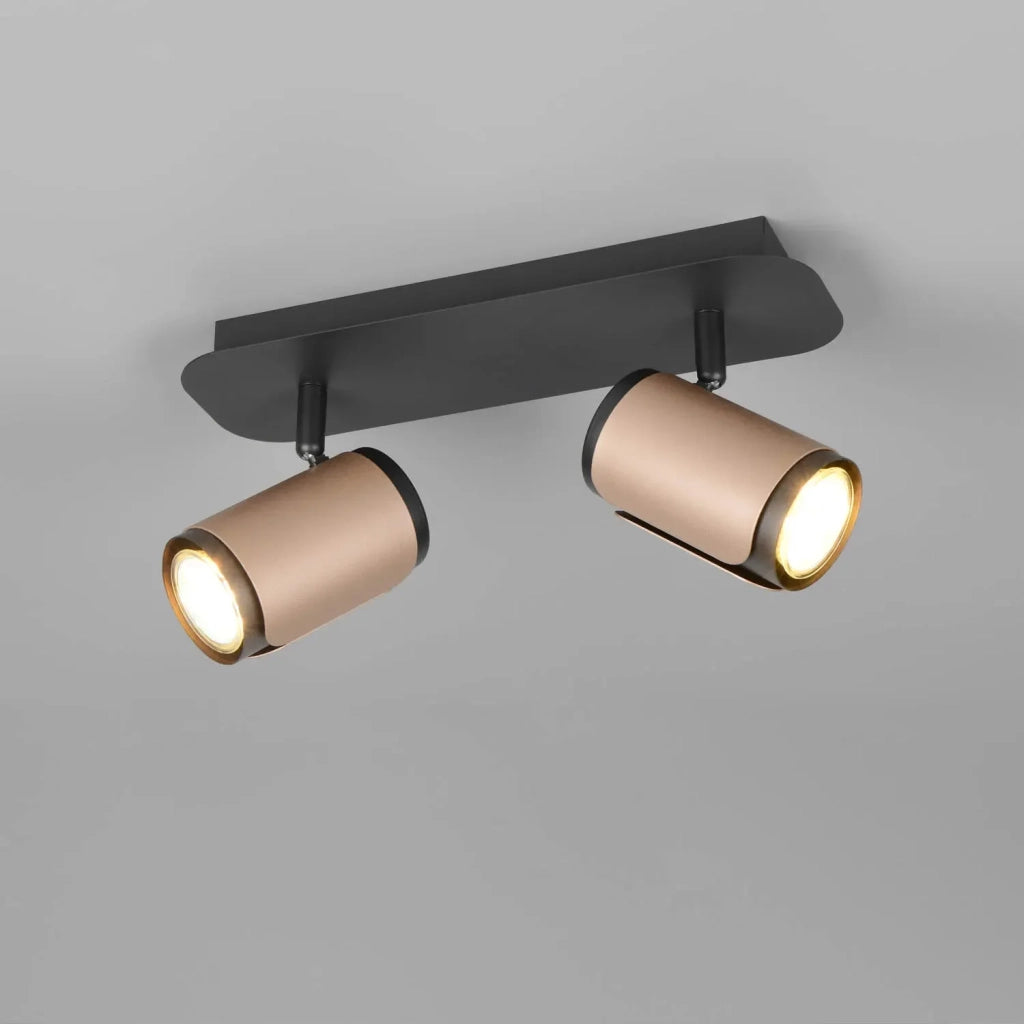 LÚZETE - SPOT DA PARETE/SOFFITTO 2 LUCI GU10 METALLO COFFEE GIADA