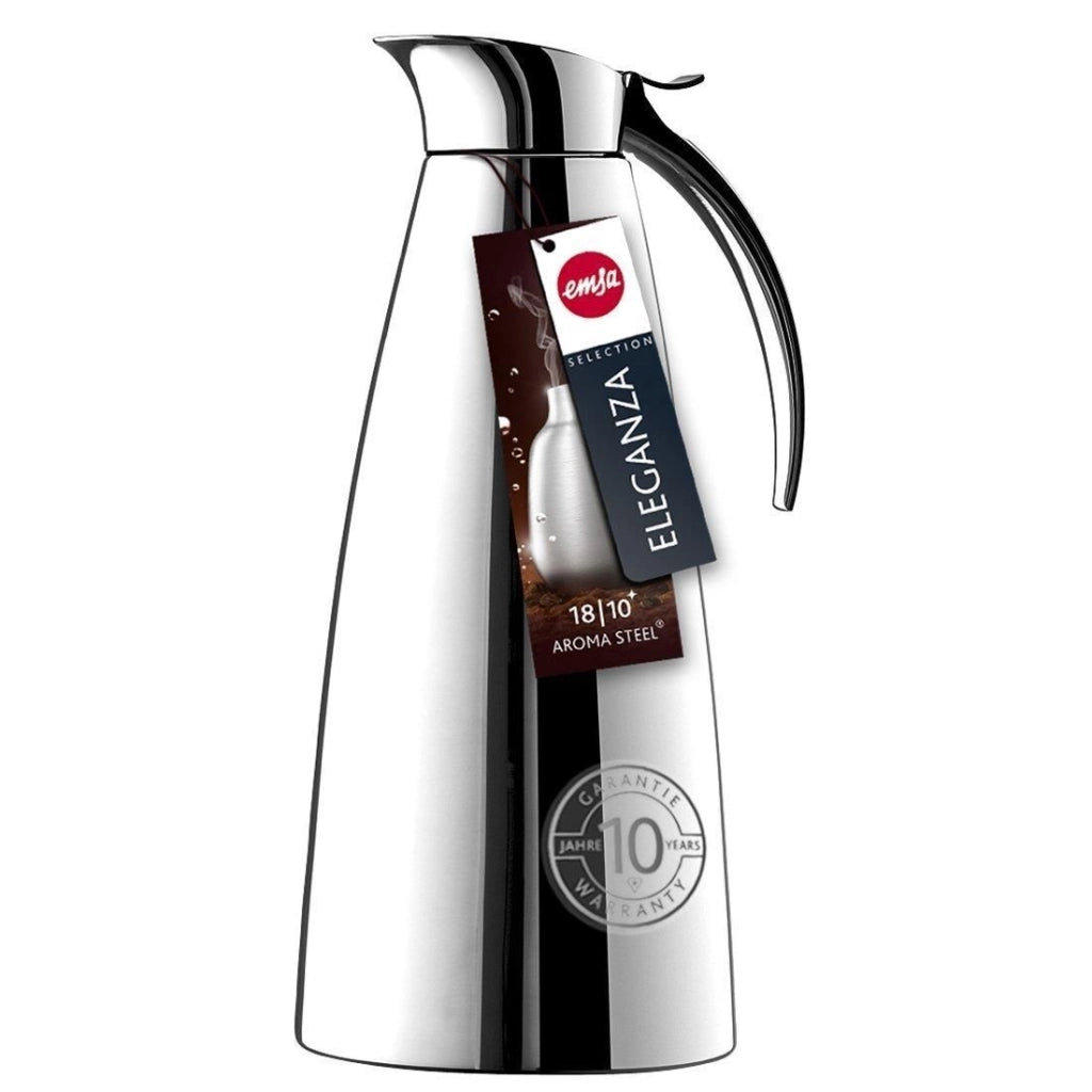 EMSA 502664 Eleganza Thermos e Recipiente Isotermico 1,3 L Acciaio Inox con Doppia Parete Sottovuoto Mantenimento Caldo 12 h Freddo 24 h Lavabile in Lavastoviglie colore Acciaio inox