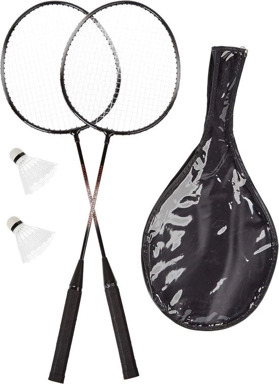Impacco di badminton con borsa - 2 palloni robusti - racchetta per bambini o adulti - HxB 66 x 20 cm - grigio