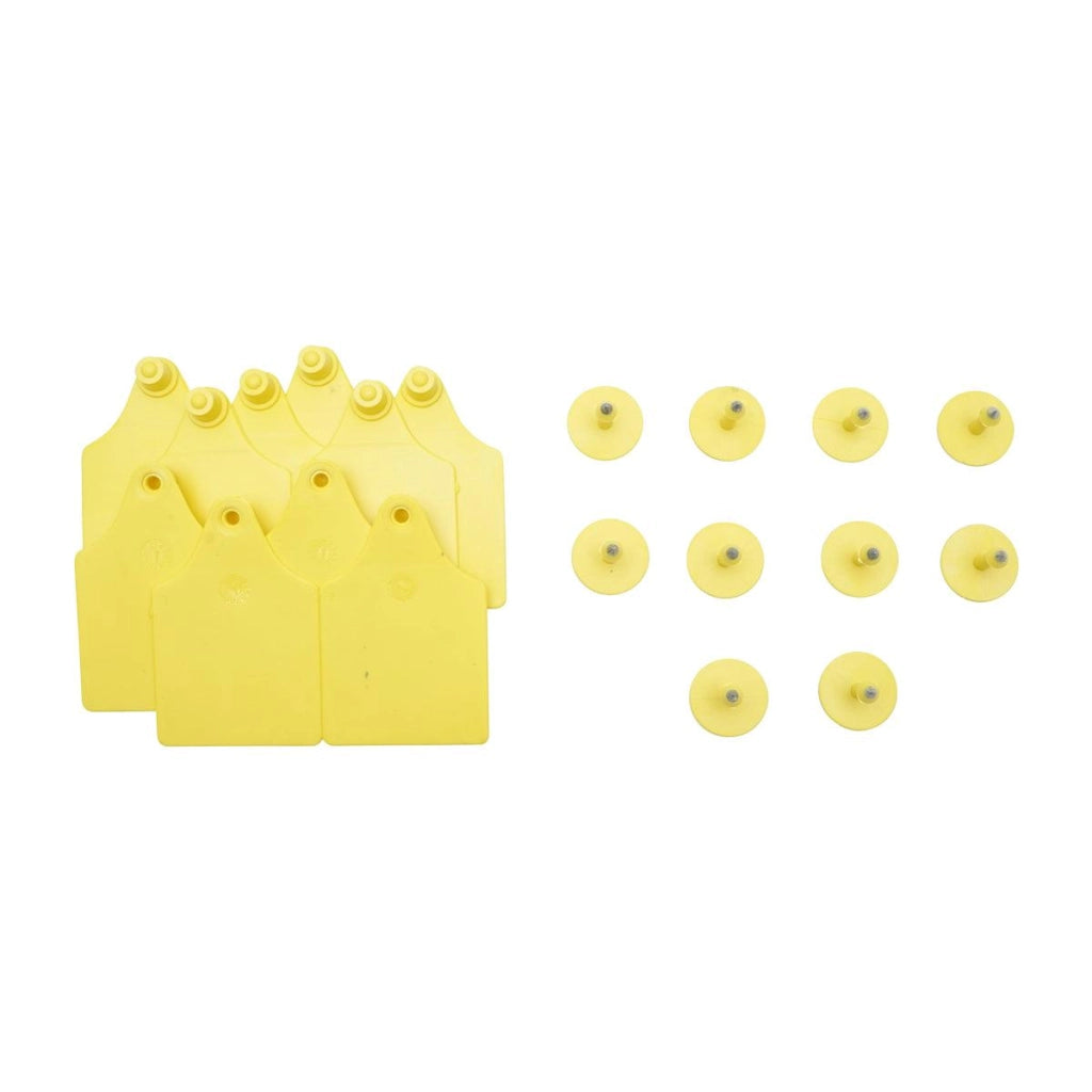 10 Marchi Auricolari Per Bovini Set Marchi Auricolari In Plastica Per Bestiame gialle 64x95mm per mucche Breckner Germany