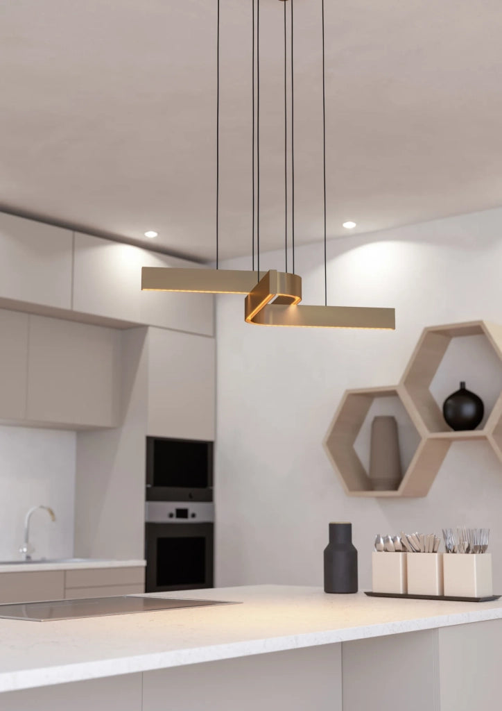 Lampadario Moderno Folcino-Z Alluminio Nero 2 Luci Led 18W 3720Lm Ip20