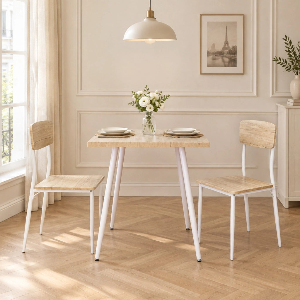 Set tavolo da pranzo con 2 sedie in MDF naturale