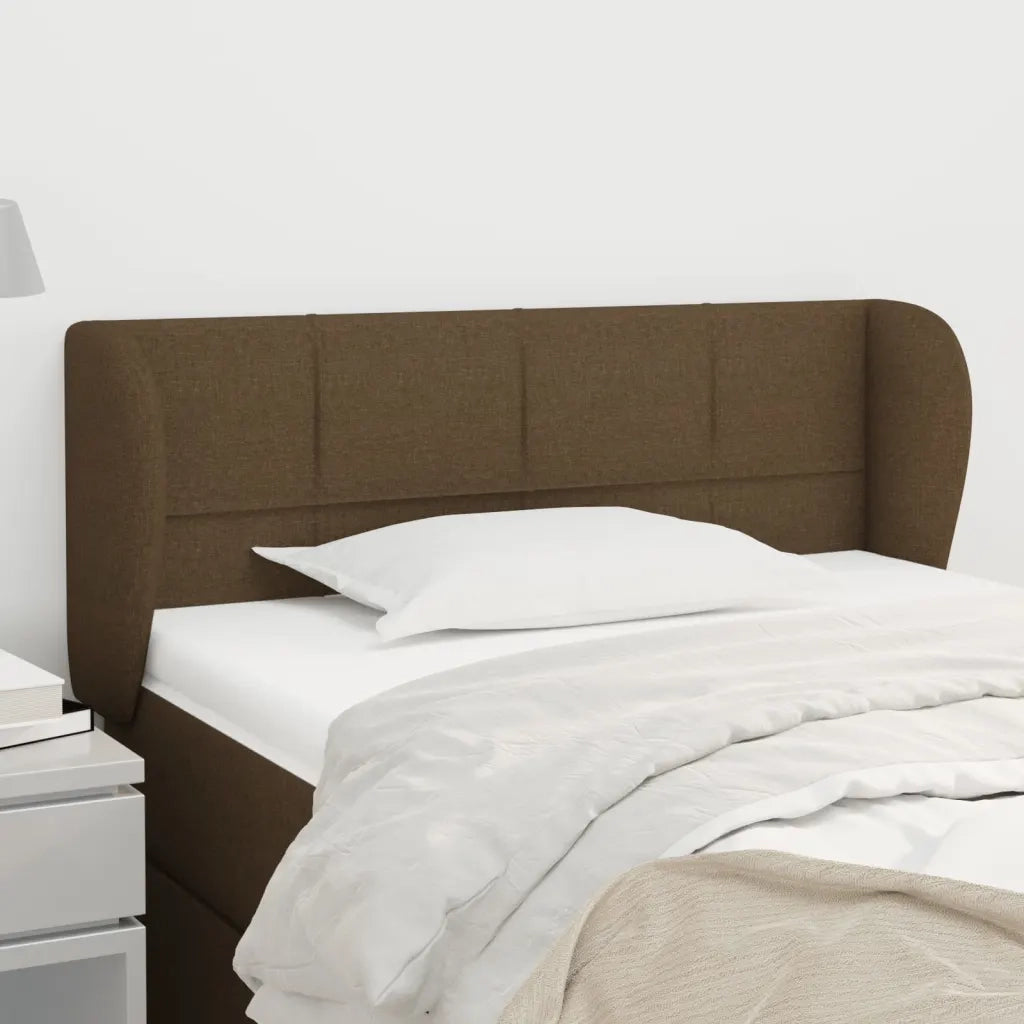 Testiera ad Orecchio-Testata con Orecchie Marrone Scuro 103x23x78/88 cm in Tessuto 373918