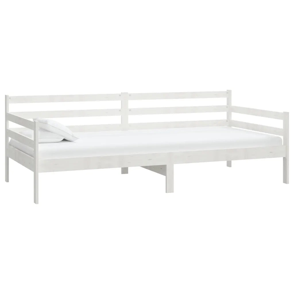 Divano Letto con Materasso 90x200 cm Bianco in Legno di Pino 3083585