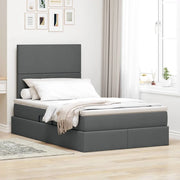 Letto con contenitore e LED con led Grigio scuro 120 x 190 cm