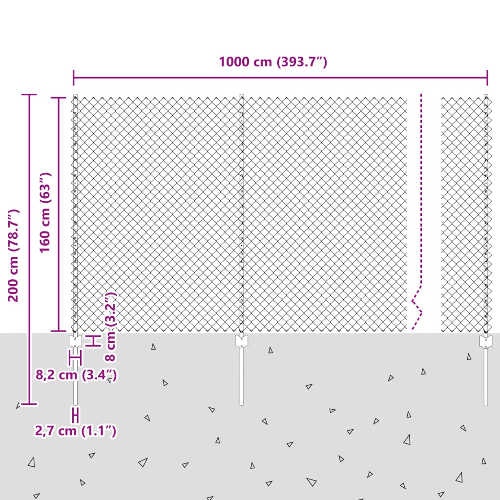 Recinzione a Maglie con 10 Pali U Verde 1,6x10 m Acciaio