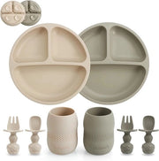 Inservizio per Bambini - 2 Pannelli di Sostegno con Due Fissaggi - 2 Cucchiai - 2 Cucchiai da Tavola - 2 Forchette - Accessori per Bambini - Noce