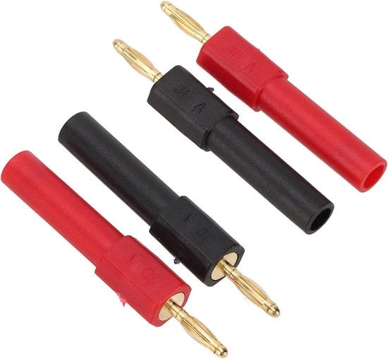 Adattatore di cavo da 2 mm maschile a 4 mm femminile - 5 pezzi - Nero e Rosso.