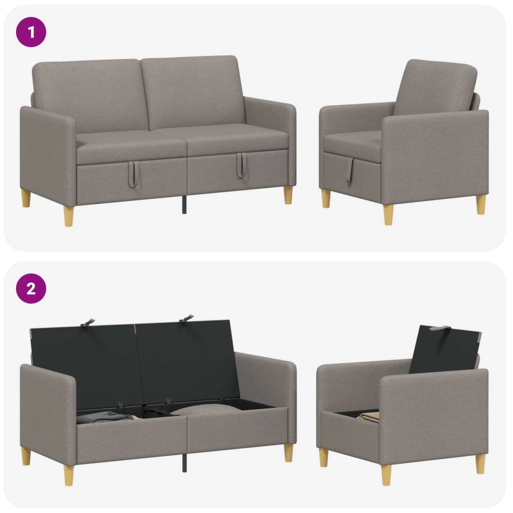 Set di Divani con Storage 2 pcs Tortora Poliestere 3429182