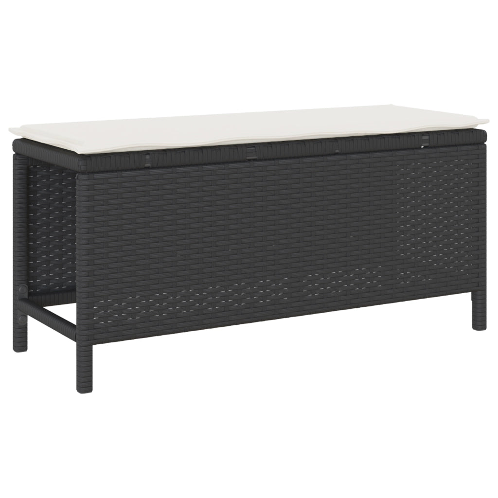 Set da pranzo da giardino 3 pezzi con cuscini in polirattan nero e acacia
