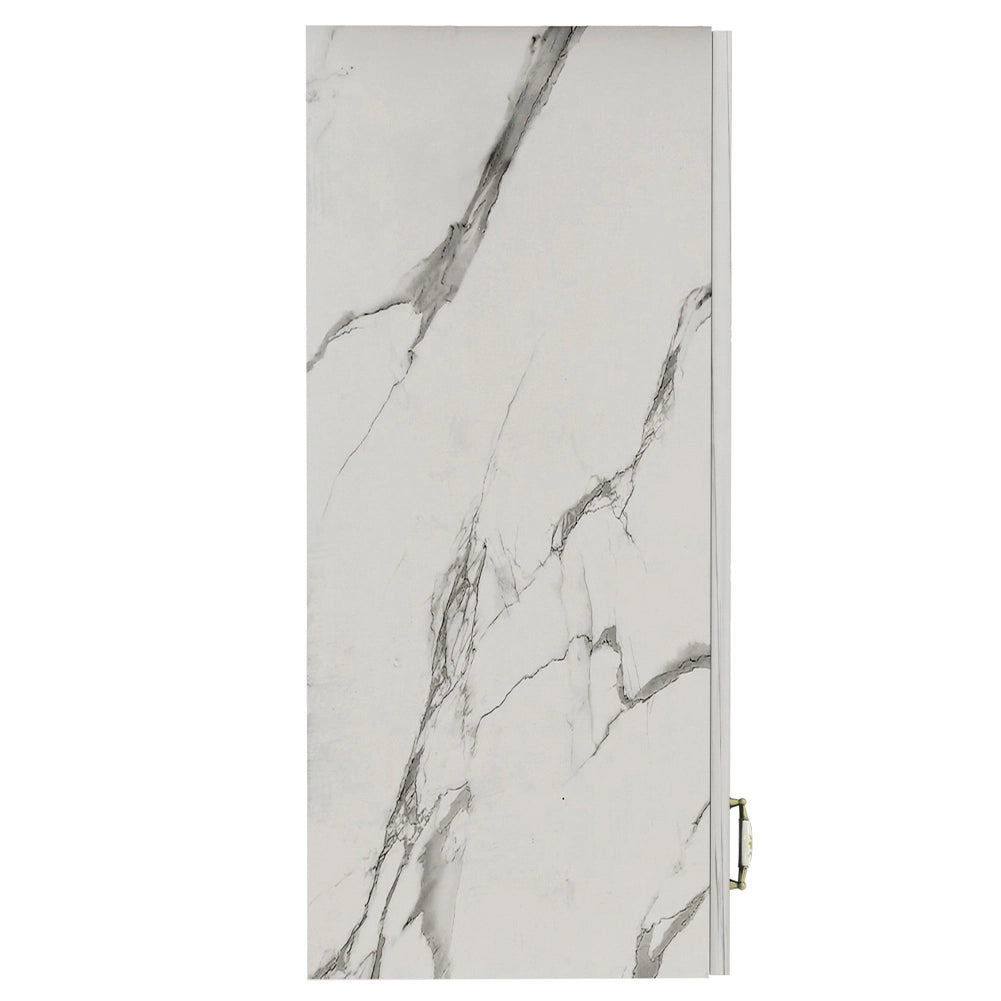 Pensile da Cucina Armadio Sospeso con Vetro da Parete Bianco Effetto Marmo