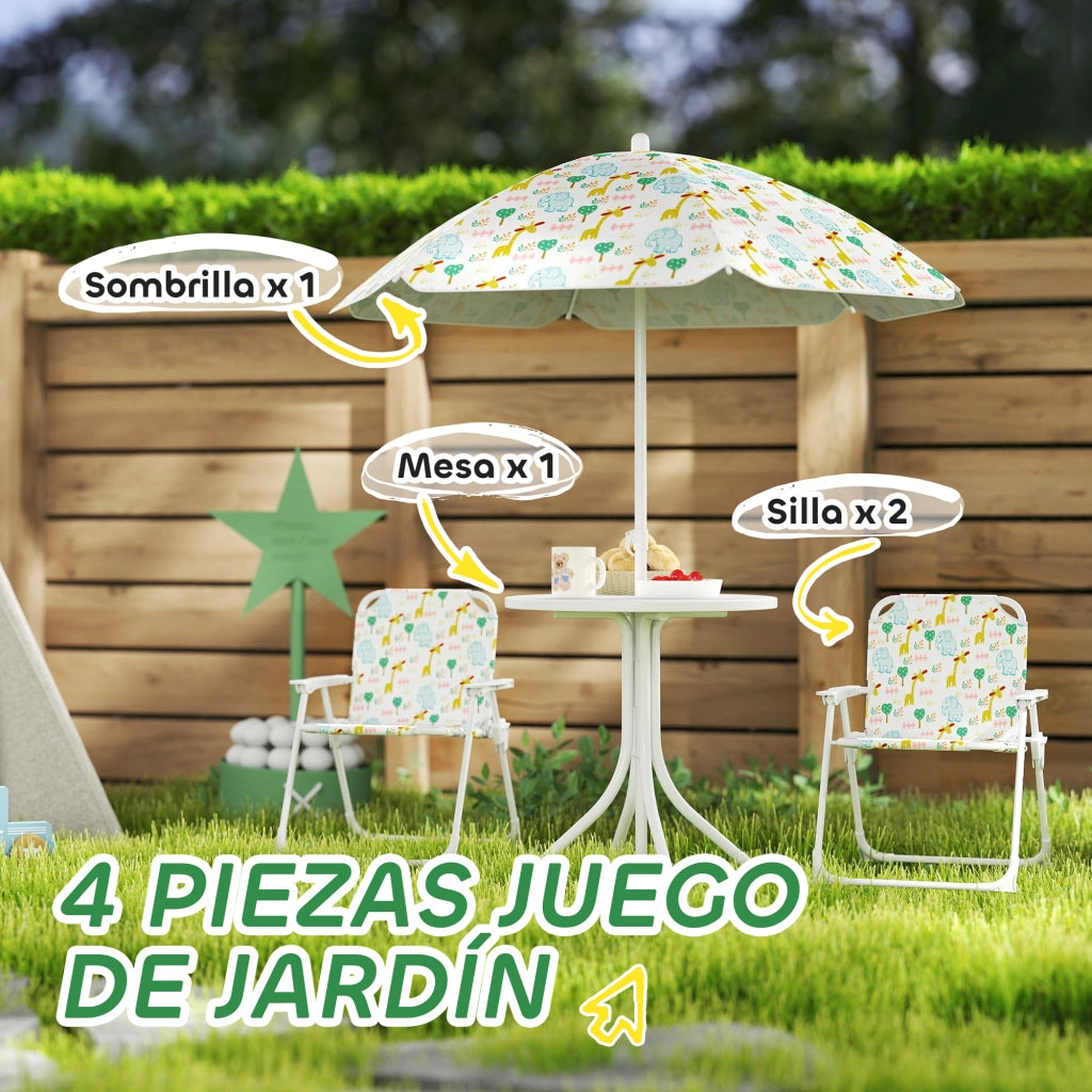 Set Tavolo e Sedie da Giardino per Bambini 4 Pezzi ¨C zephmum ¨C Bianco