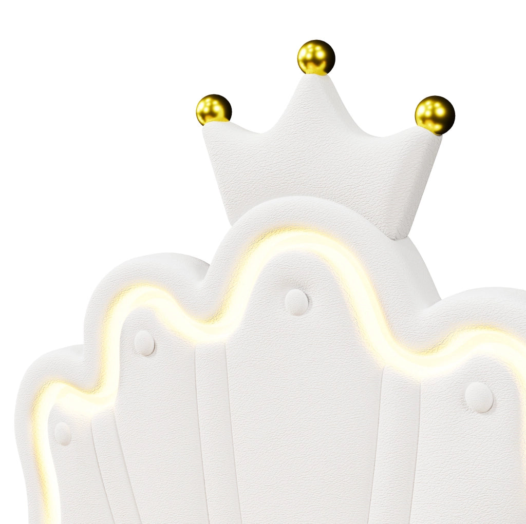 Letto imbottito 90x200 cm con LED, 2 cassetti e testiera regolabile