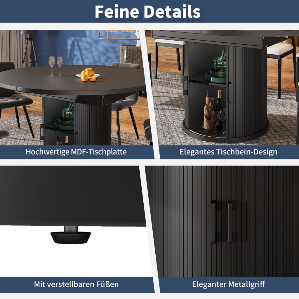 TAVOLO DA PRANZO ESTENSIBILE 118-158 cm Nero in MDF