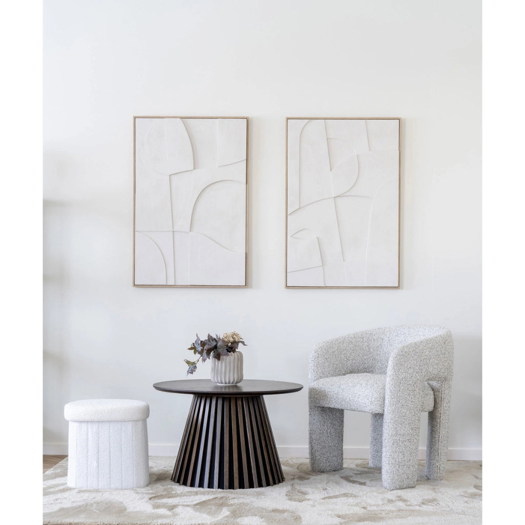 Medford - Pouf in tessuto teddy bianco 42x36x37 cm