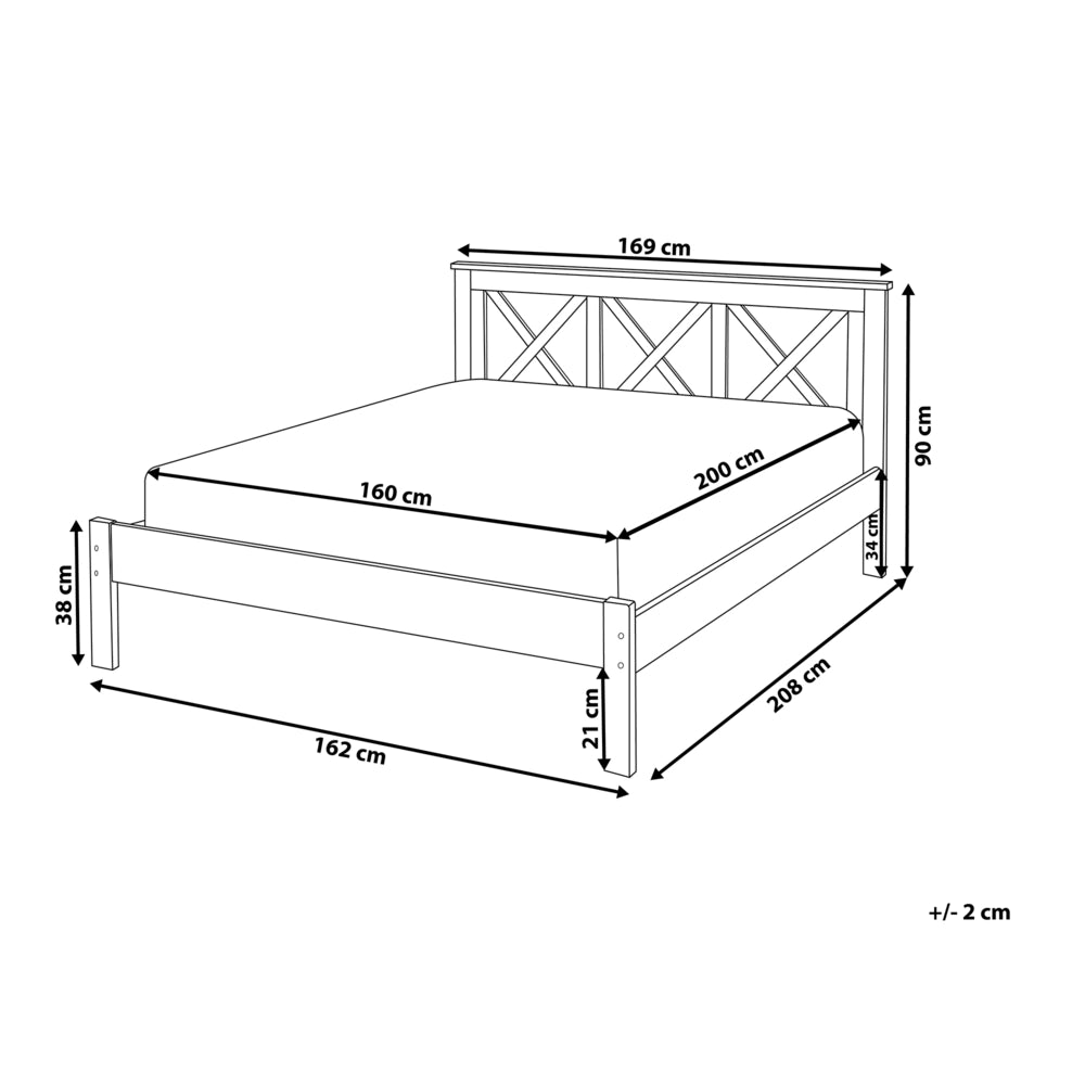 Letto in Legno Bianco con Rete a Doghe Design Elegante 160 x 200 cm