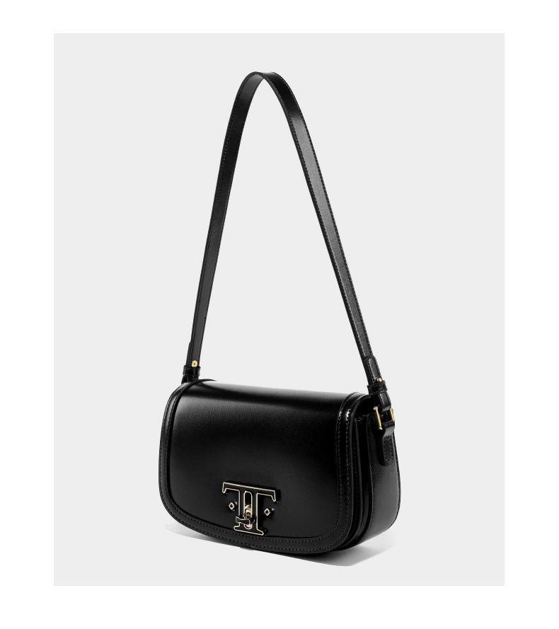 Borsa a tracolla da donna in vera pelle nera