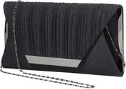 Borse da sera per donne, Clutch d'oro Donna, Borsa elegante per donna, Borsa da sera argentea per donna, Borsa da sera lucida per donna (S, Nero)