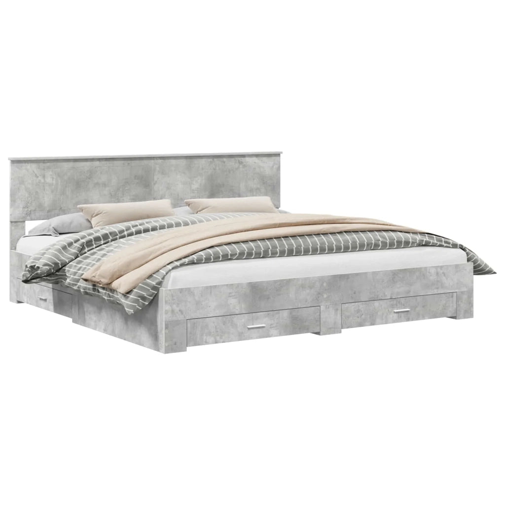 Struttura del letto con testiera Grigio cemento 200 x 200 cm