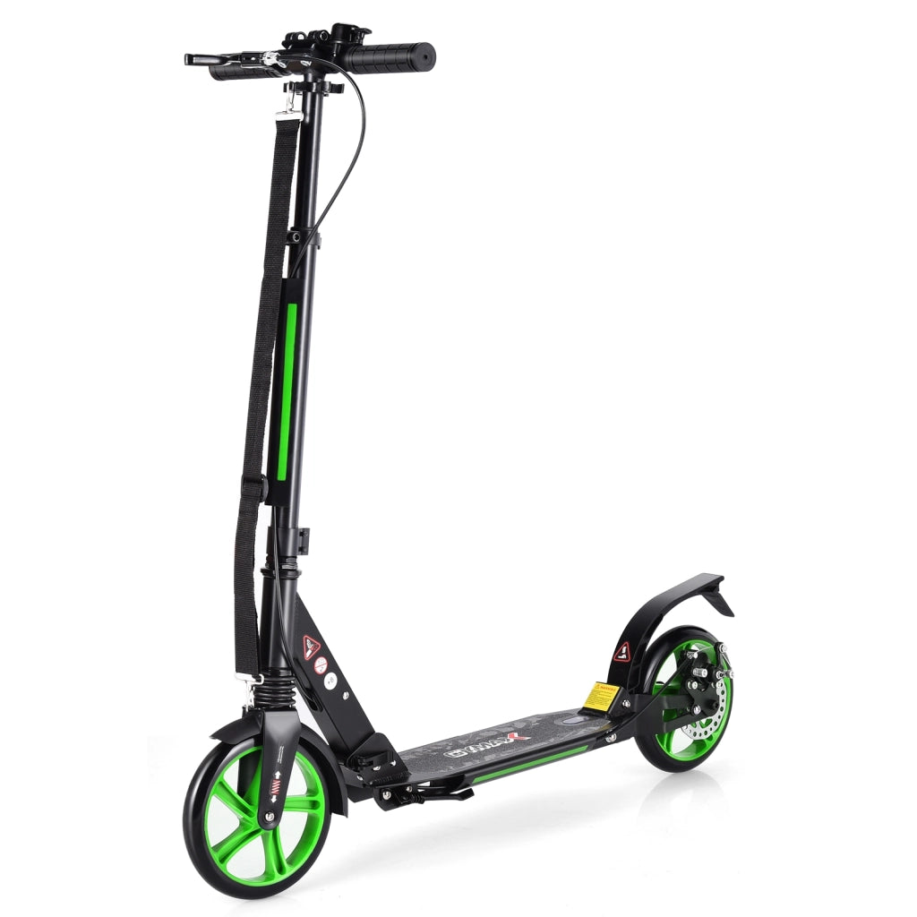 Monopattino pieghevole con manubrio regolabile per bambini, Monopattino con piattaforma di alluminio Verde-Monopattini
