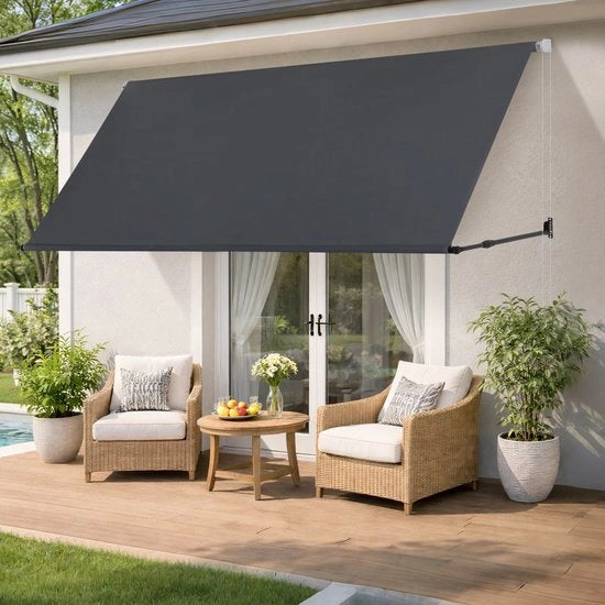 Ombrellone per Balcone con Sistema di Apertura con Catenaccio – 300x150 cm in Antracite
