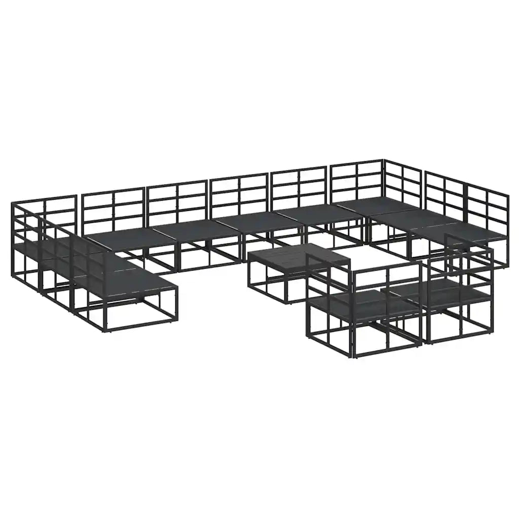 vidaXL Set Divano da Giardino con cuscino 13 pcs Nero Alluminio