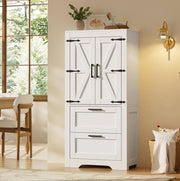 Armadio dispensa freestanding stile rustico 60x30x128 cm; bianco in MDF e PB