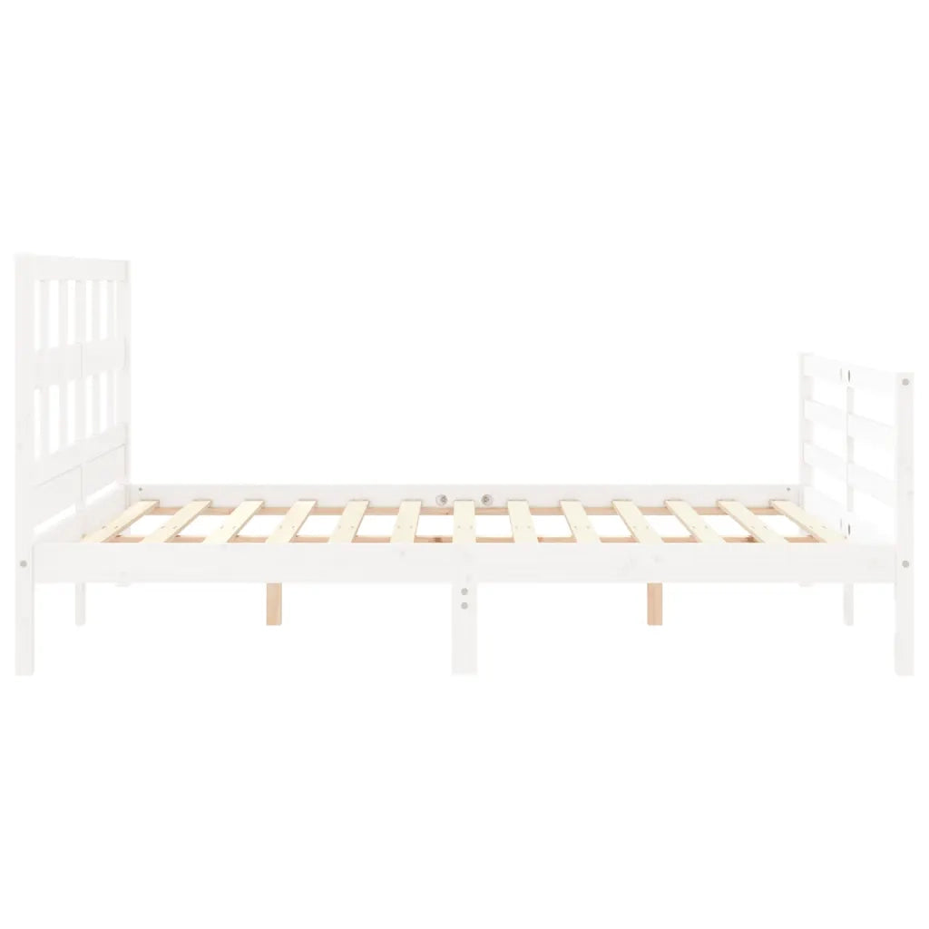 Giroletto con Testiera-Struttura Letto con testiera Bianco 160x200 cm Legno Massello 855025