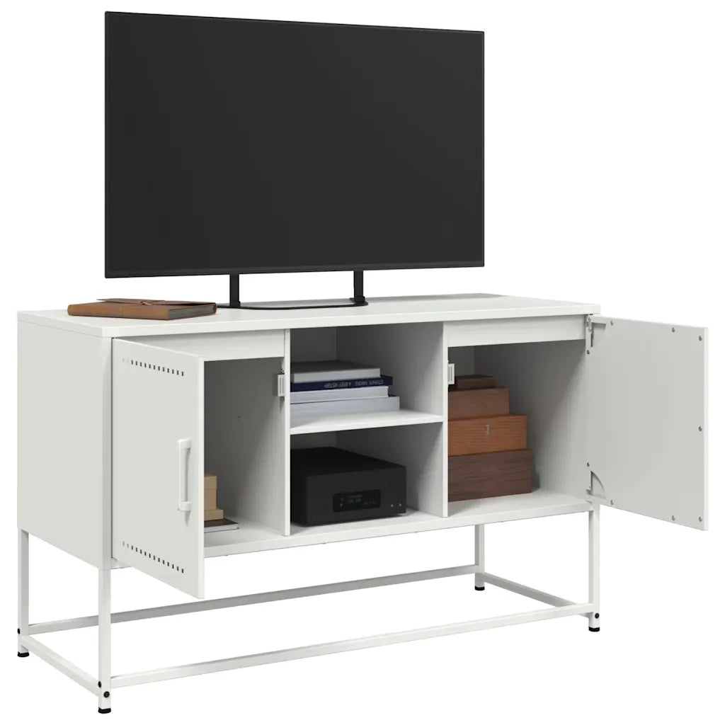 Mobile TV Bianco 100,5x39x60,5 cm in Acciaio