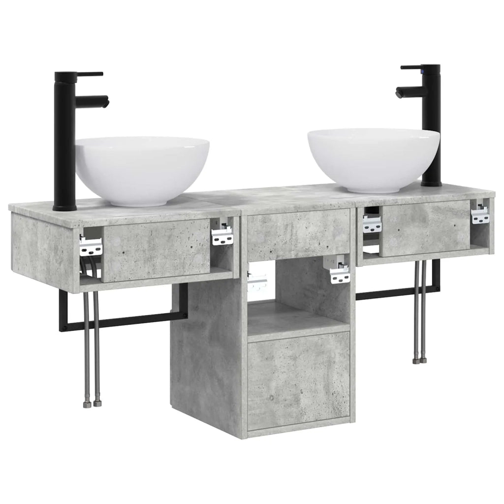 Set di mobili per il bagno 3 pz Grigio Cemento 3405580