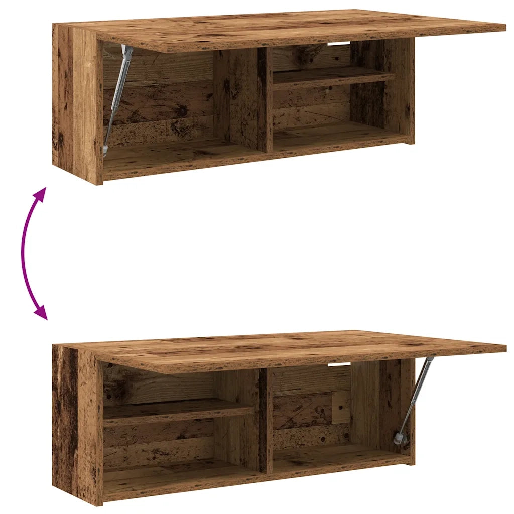 Mobiletto da bagno a parete di design pratico ed elegante 80 x 25 x 30 cm con molla a gas finitura legno anticato 02_0051275