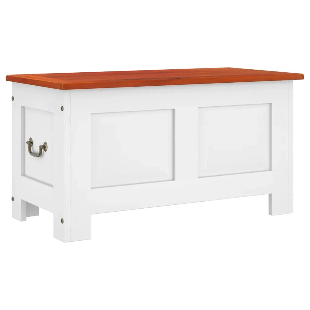 Cassapanca con Coperchio Marrone e Bianco Legno Massello Acacia CFW1087291