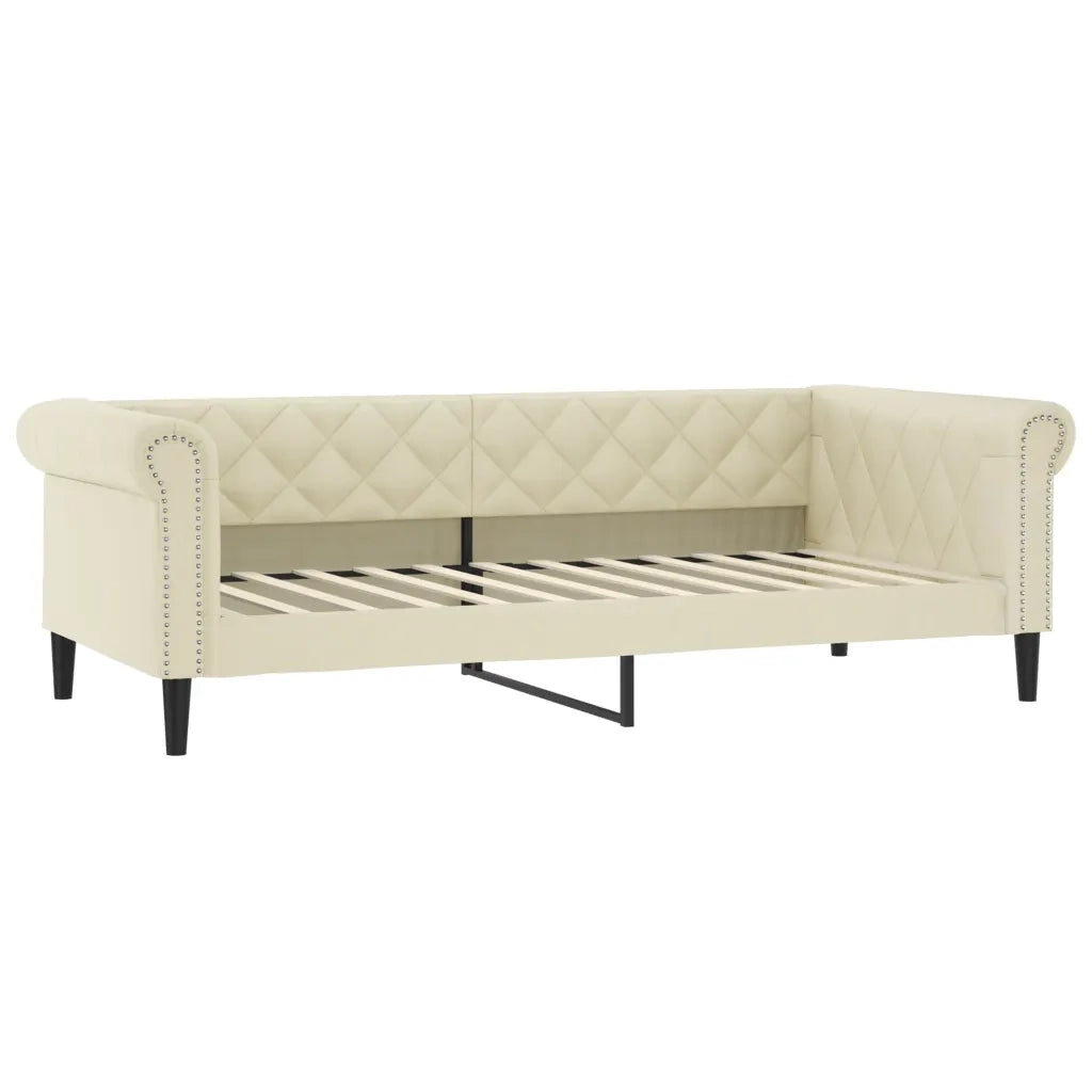 Divano Letto Estraibile con Cassetti Crema 90x200 cm Similpelle 3197733