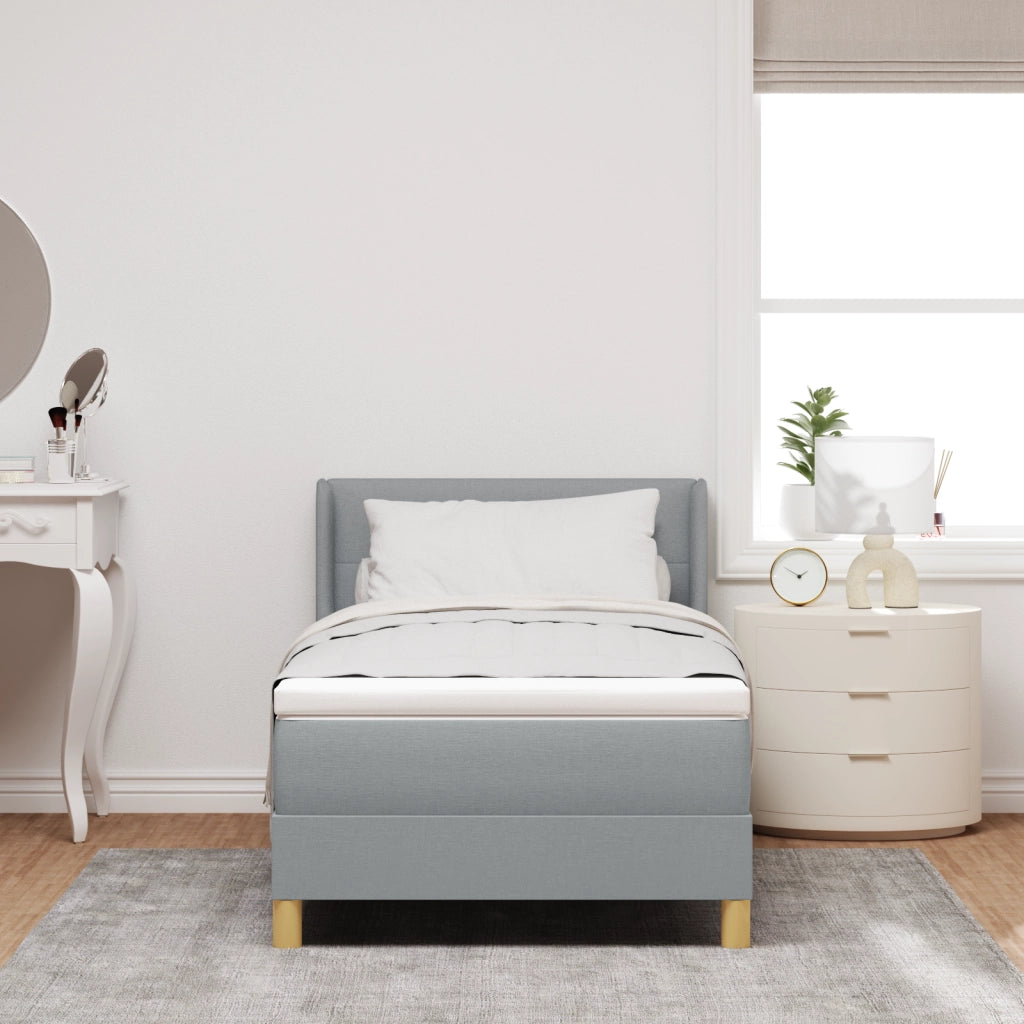 Letto Box Spring  con Materasso Grigio Chiaro 100x200 cm Tessuto
