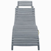 Lettino Prendisole in Legno Massello Acacia Grigio Slavato 45959