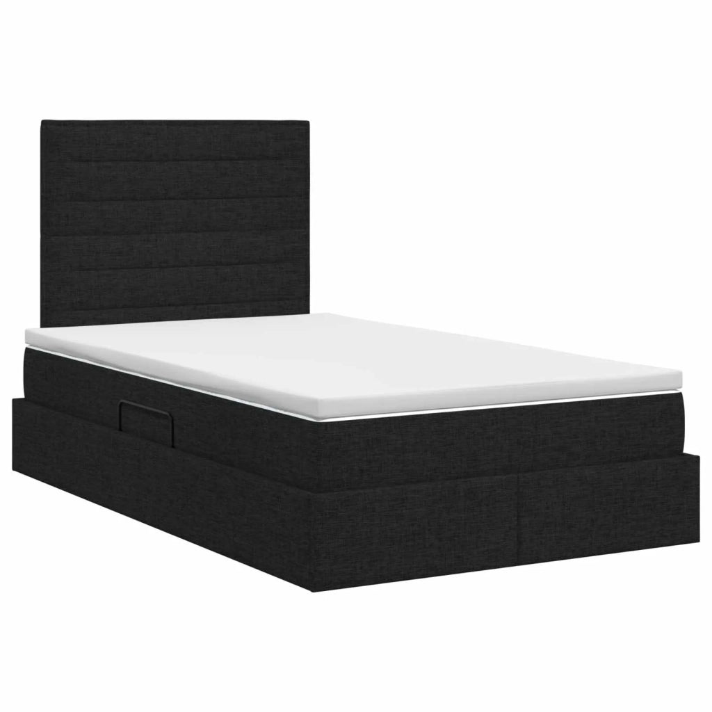 Letto con contenitore e materasso Nero 120 x 200 cm Tessuto 3459434