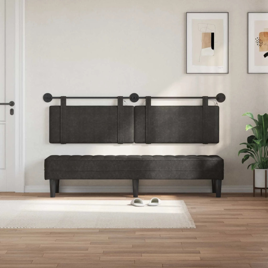 Testiera sospesa Con luce LED Nero PU Antico