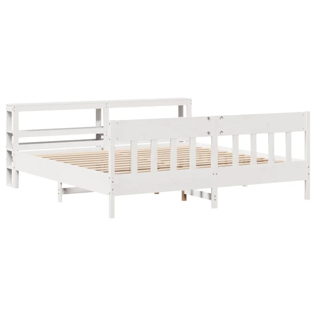 Letto matrimoniale | Letto per adulti | Giroletto senza Materasso Bianco 200x200 cm Legno Massello Pino